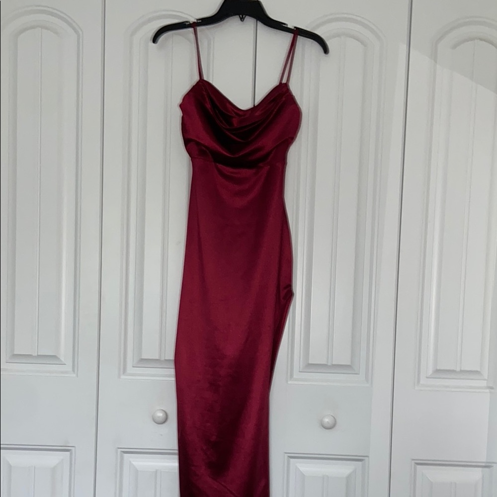 Elegant Burgundy Satin Dress